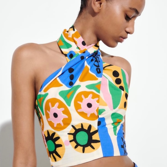 Zara Printed Halter Top - Picture 3 of 5